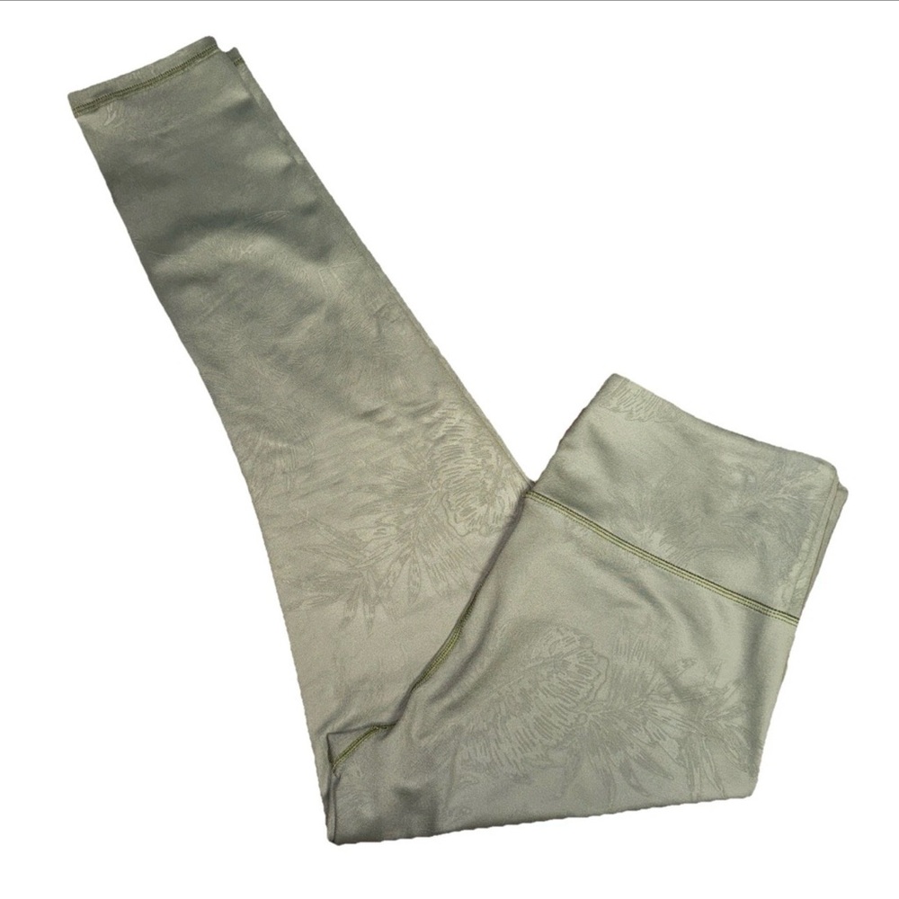 Zyia Active High Rise Crop Leggings Women's 8-10‎ Green Floral Skinny Yoga Pant